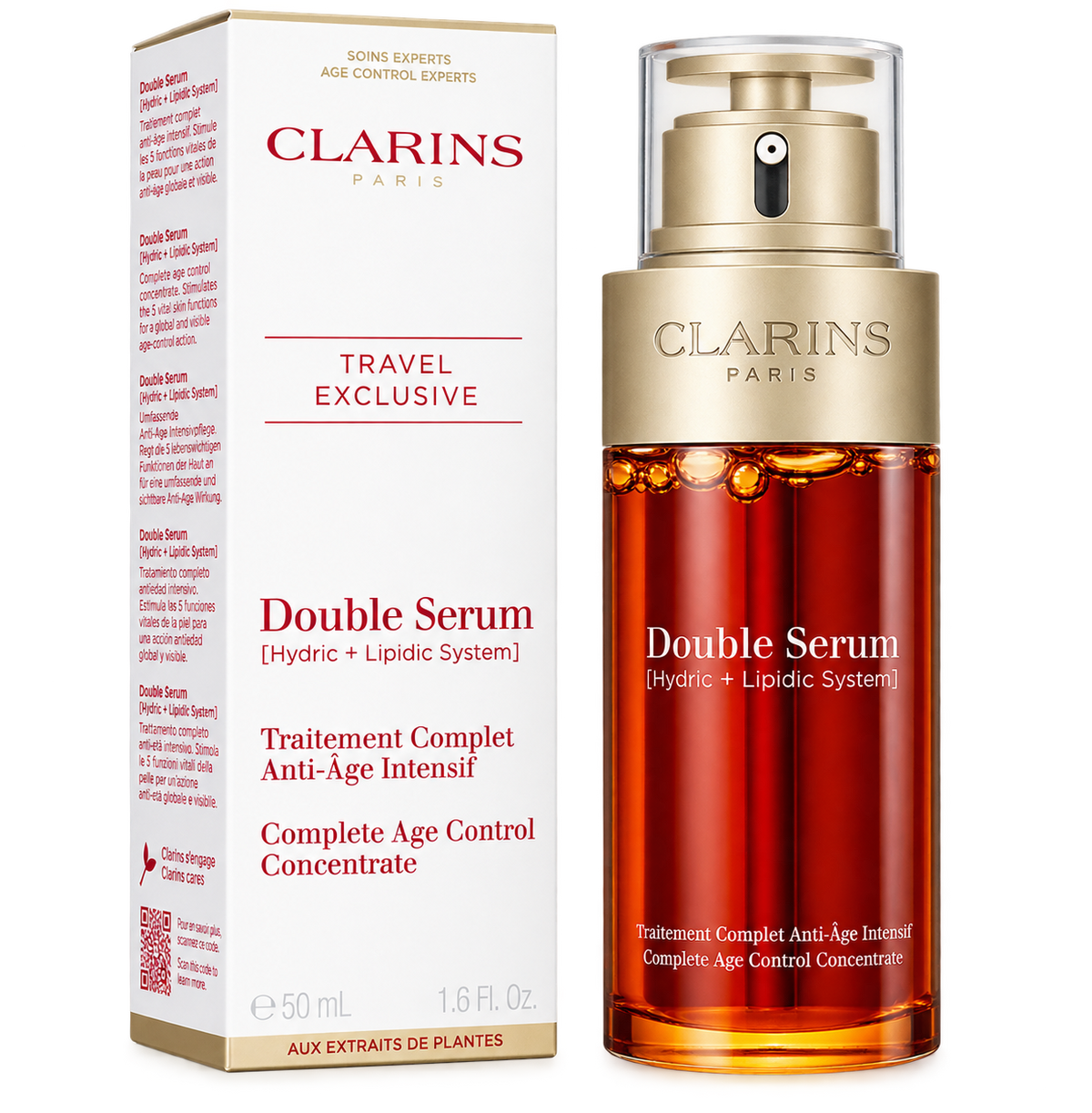 Clarins Double Serum Hydric Lipidic System Travel Exclusive facial serum with box