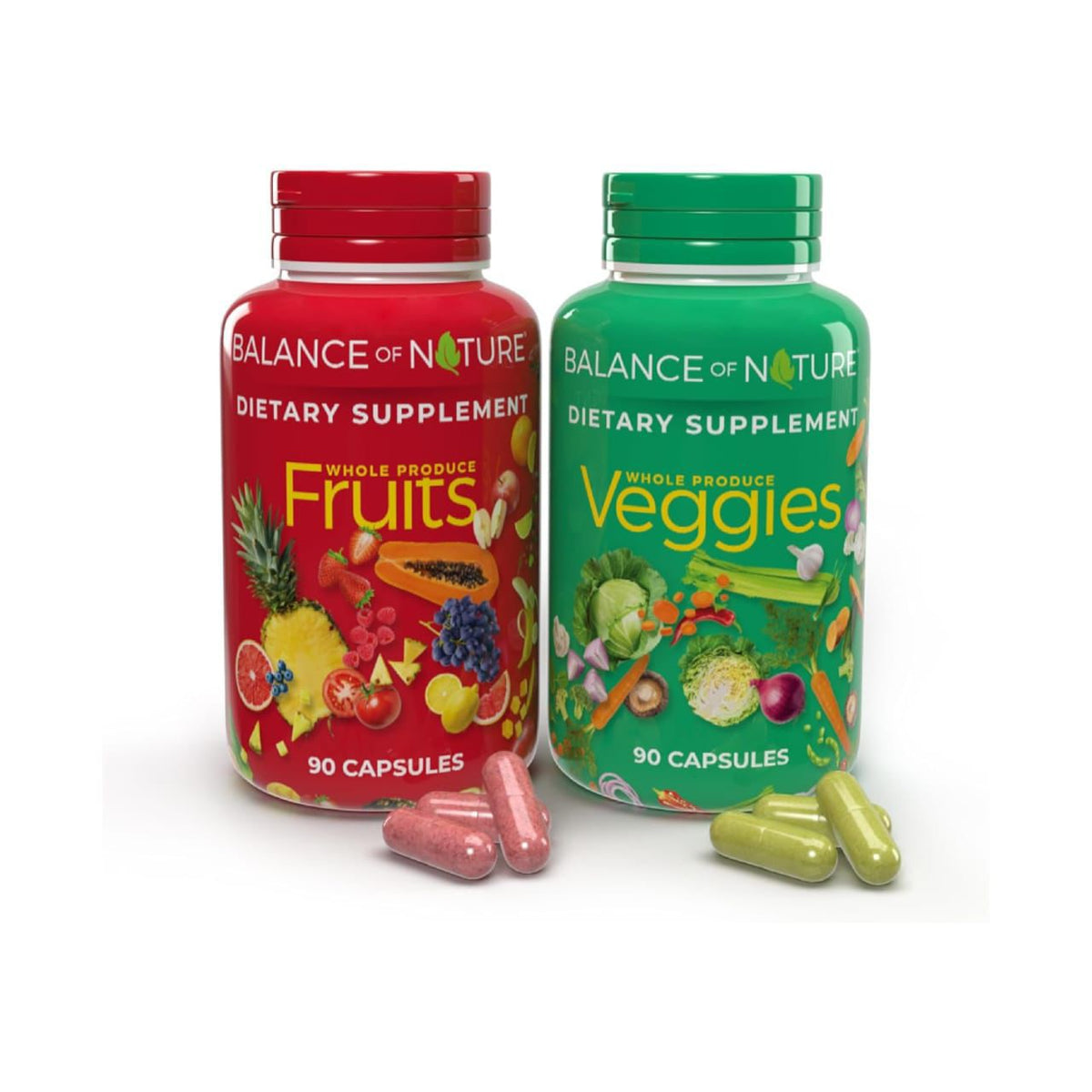 Balance of Nature Fruits and Veggies supplements 90 capsules each