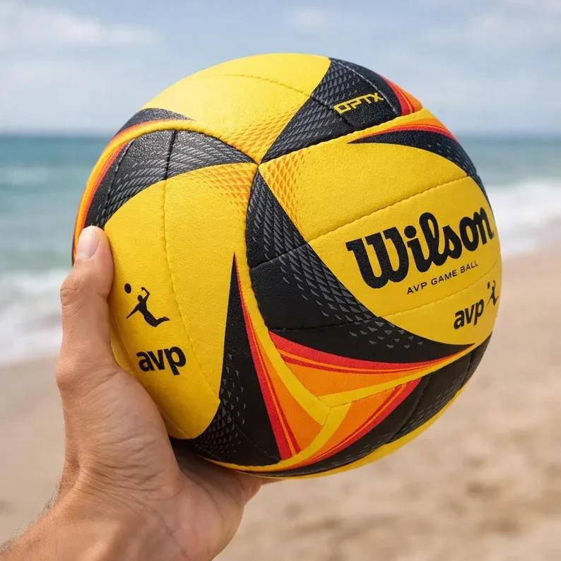 Wilson AVP OPTX Game Volleyball – Official Size Beach Volleyball, Yellow/Black