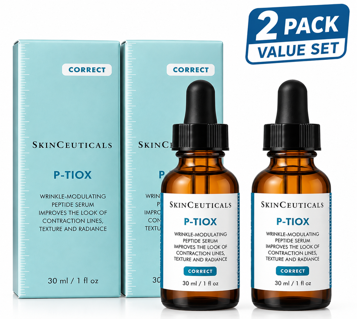 SkinCeuticals P-TIOX Anti-Wrinkle Peptide Serum 2-Pack – 30ml Each