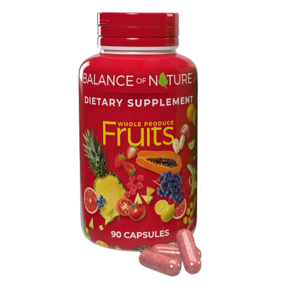 Balance of Nature Fruits & Veggies Supplements – 90 Fruit + 90 Veggie Capsules, 180 Total