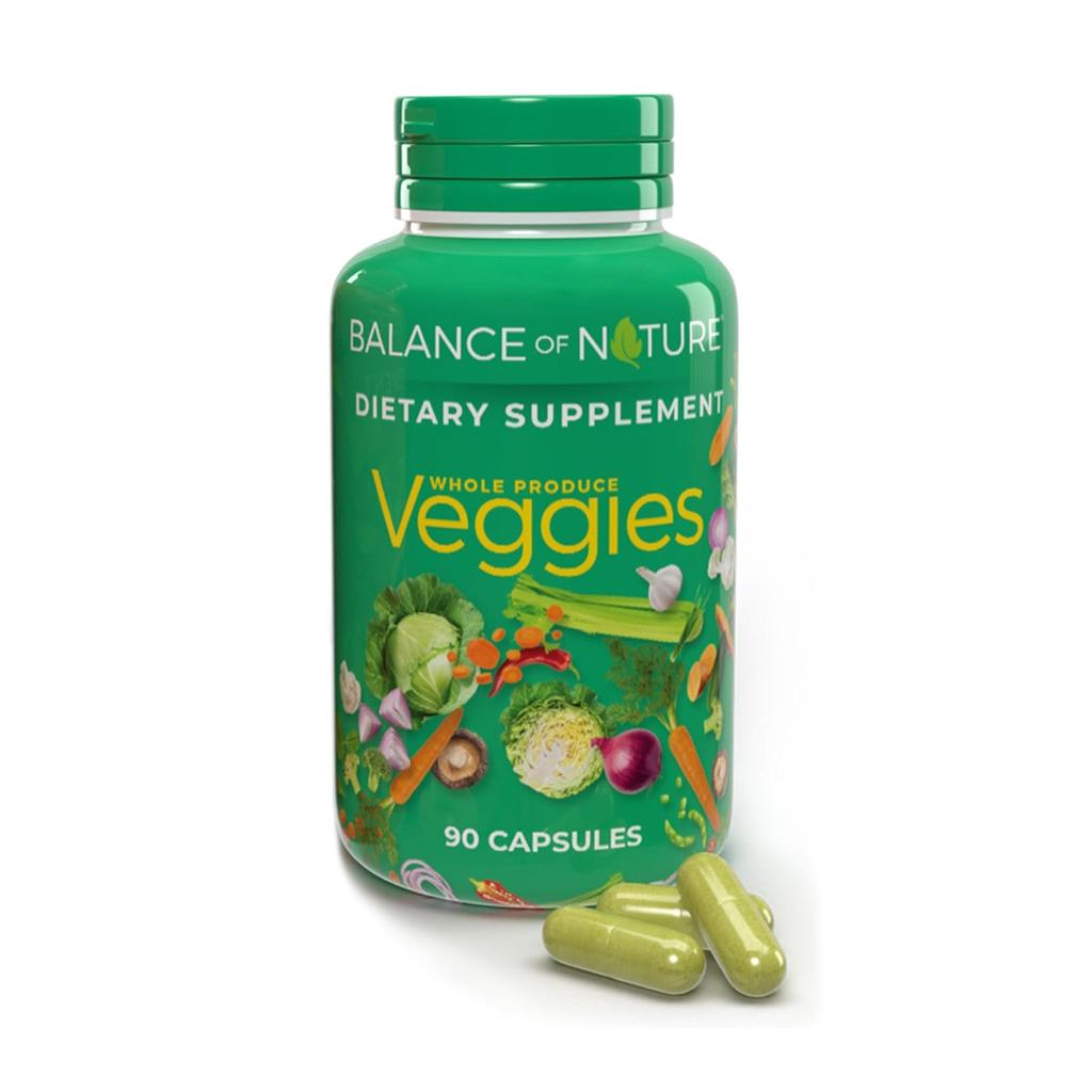 Balance of Nature Fruits & Veggies Supplements – 90 Fruit + 90 Veggie Capsules, 180 Total